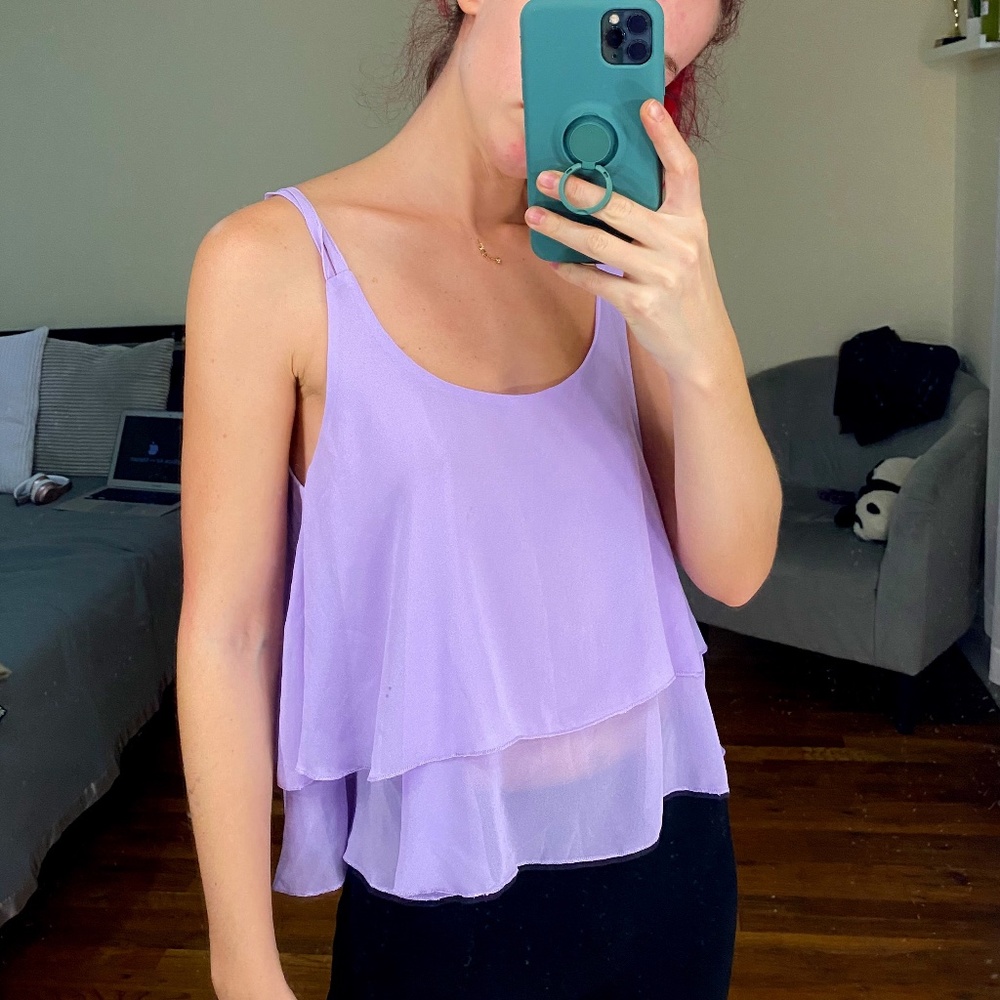 lavender chiffon top